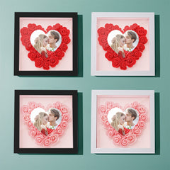 Personalised Heart Flower Shadow Box Frame - Custom Photo Gift