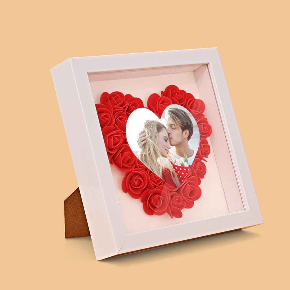 Custom Photo Flower Shadow Box Personalized Heart Flower Shadowbox Frame Gift