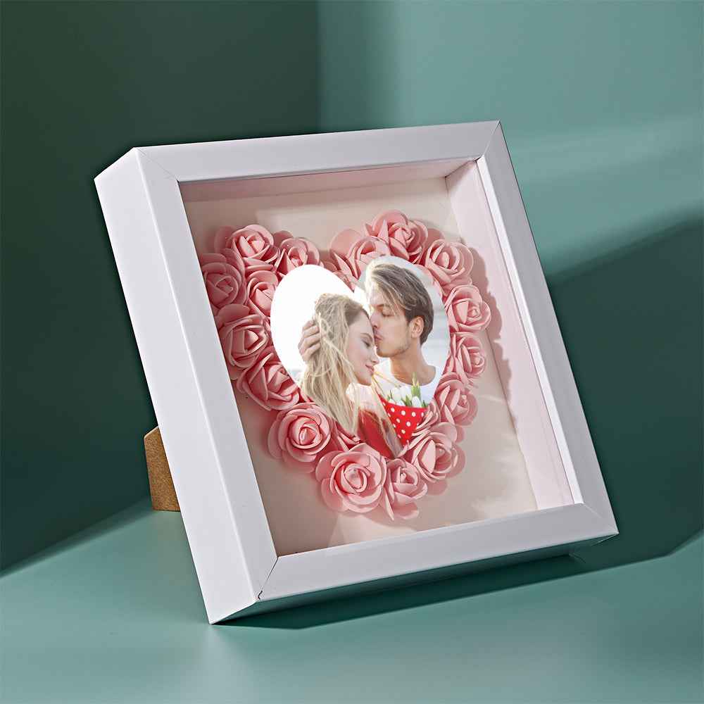 Custom Photo Flower Shadow Box Personalized Heart Flower Shadowbox Frame Gift