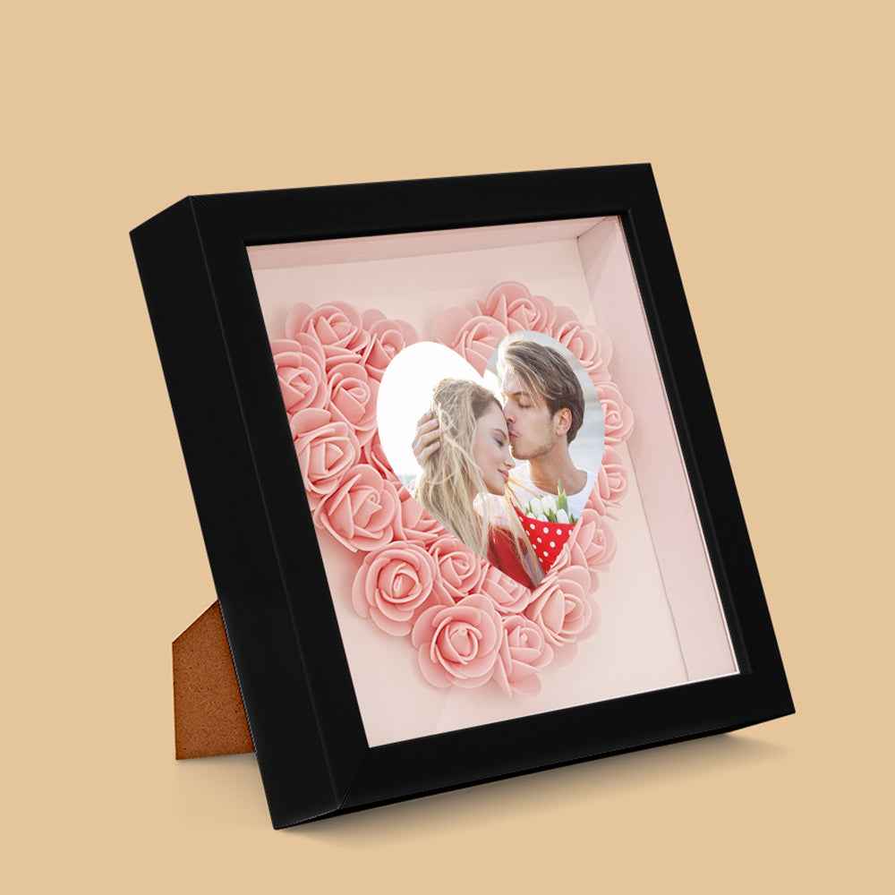 Custom Photo Flower Shadow Box Personalized Heart Flower Shadowbox Frame Gift