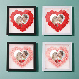 Custom Photo Flower Shadow Box Personalized Heart Flower Shadowbox Frame Gift