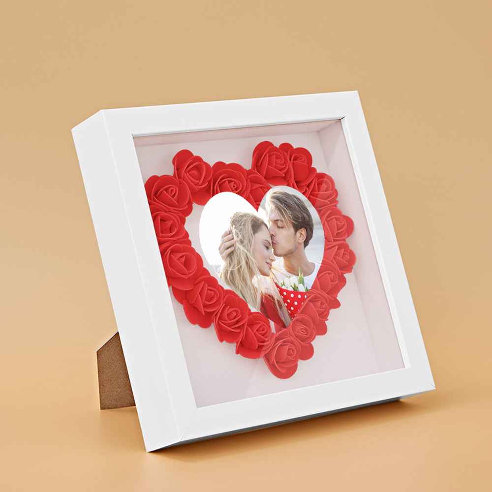 Custom Photo Flower Shadow Box Personalized Heart Flower Shadowbox Frame Gift
