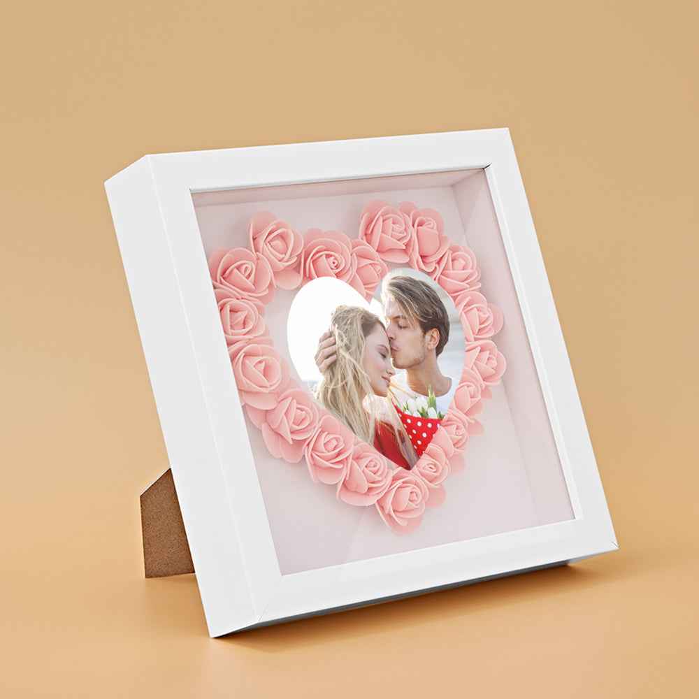 Custom Photo Flower Shadow Box Personalized Heart Flower Shadowbox Frame Gift