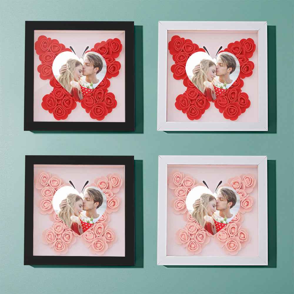 Custom Photo Flower Shadow Box Personalized Heart Flower Shadowbox Frame Gift