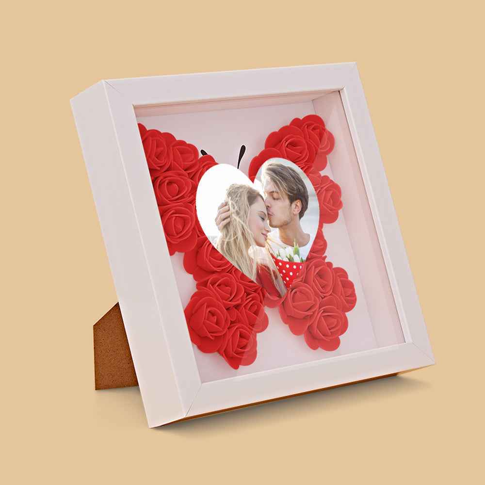 Custom Photo Flower Shadow Box Personalized Heart Flower Shadowbox Frame Gift