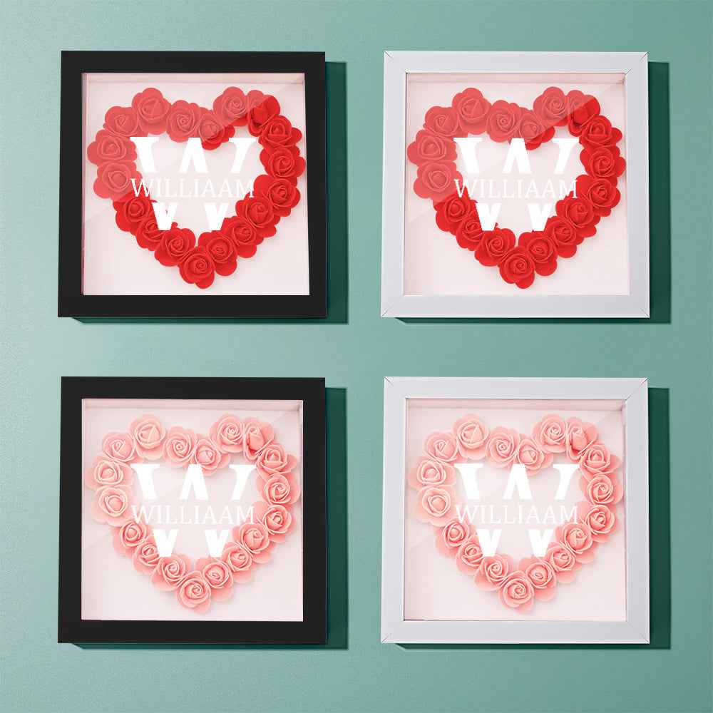 Customized Name Flower Shadow Box Personalized Shadowbox Frame