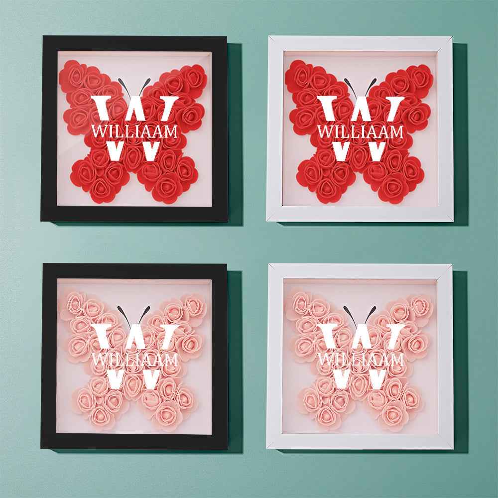 Customized Name Flower Shadow Box Personalized Shadowbox Frame