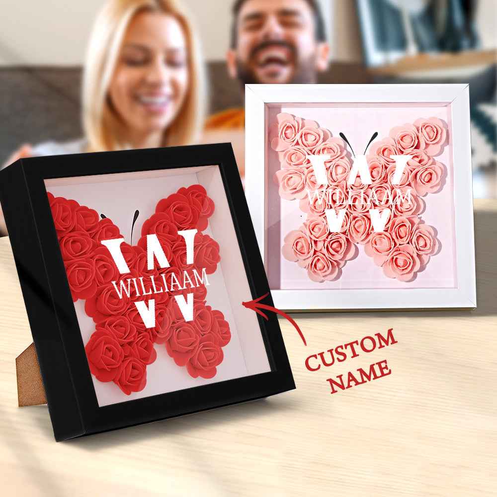 Customized Name Flower Shadow Box Personalized Shadowbox Frame