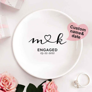 Personalized Engagement Ring Dish Custom Wedding Ring Dish Ceramic Jewelry Dish Ring Holder Bridesmaid Gift