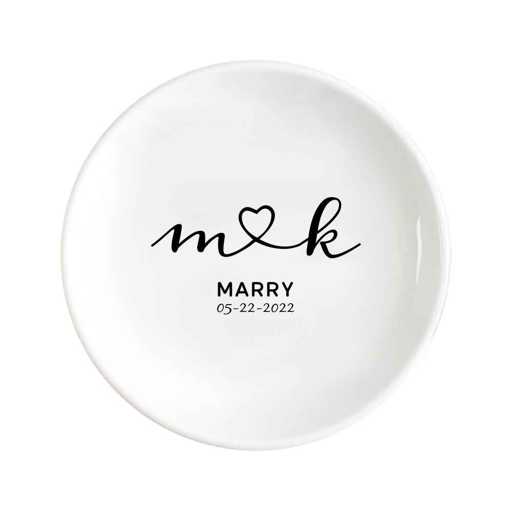 Personalized Engagement Ring Dish Custom Wedding Ring Dish Ceramic Jewelry Dish Ring Holder Bridesmaid Gift