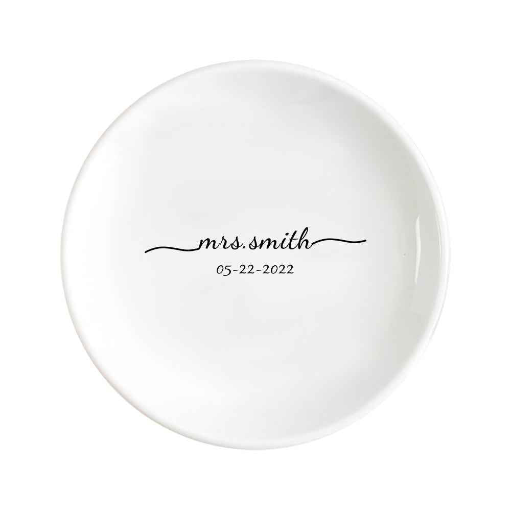 Custom Engagement Ring Dish Personalized Wedding Ring Dish Ceramic Jewelry Dish Ring Holder Bridesmaid Gift