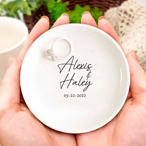 Custom Engagement Ring Dish Personalized Wedding Ring Dish Ceramic Jewelry Dish Ring Holder Bridesmaid Gift