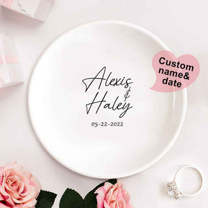 Custom Engagement Ring Dish Personalized Wedding Ring Dish Ceramic Jewelry Dish Ring Holder Bridesmaid Gift