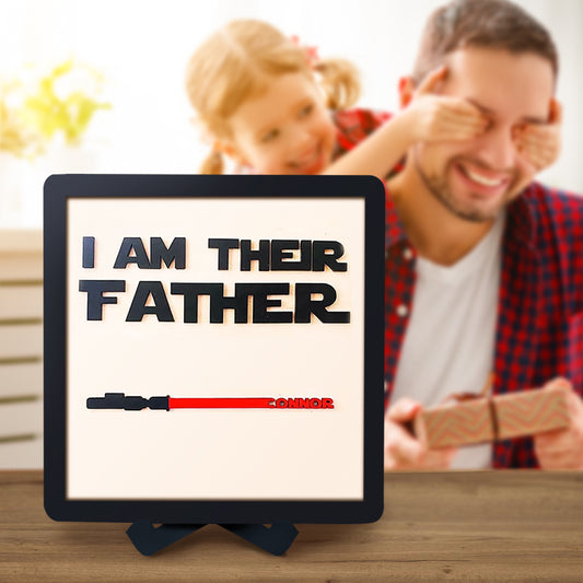 Custom Name Lightsaber Sign - Personalised Father's Day Gift with Wooden Plaque