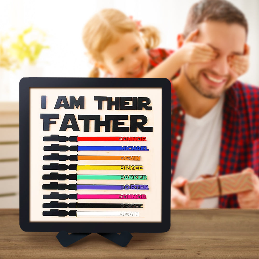 Custom Name Lightsaber Sign - Personalised Father's Day Gift with Wooden Plaque
