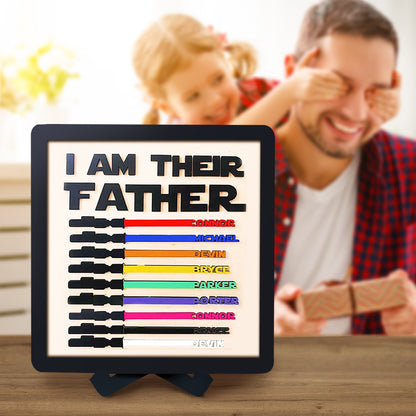 Custom Name Lightsaber Sign - Personalised Father's Day Gift with Wooden Plaque