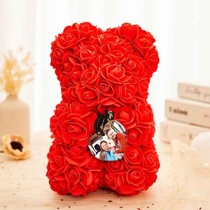 Custom Photo Bubble Immortal Flower Rose Teddy Bear Gift for Her