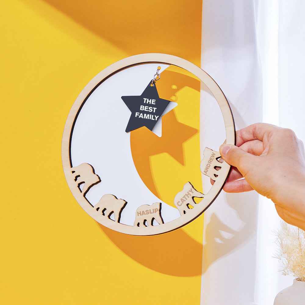 Custom Engraved Family Plaque Moon and Star Wall Plaque Creative Gift