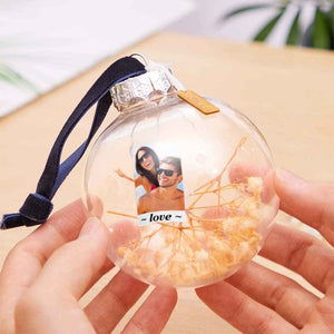 Custom Photo Engraved Transparent Ball Ornaments Dried Flowers Decoration