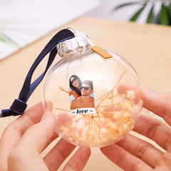 Custom Photo Engraved Transparent Ball Ornaments Dried Flowers Decoration