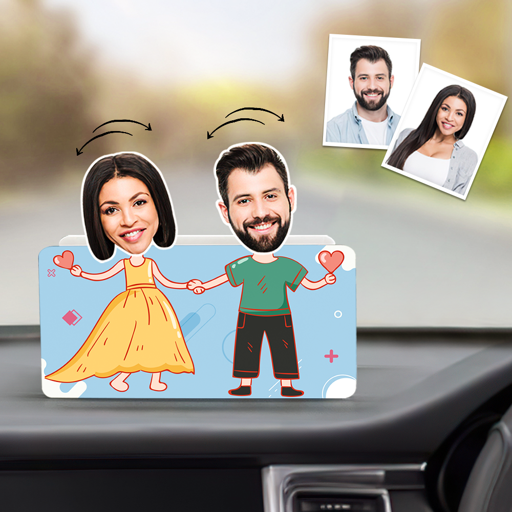 Custom Face Shaking Head Car Dashboard Decorations Personalized Couple Home Decor Ornaments Gift