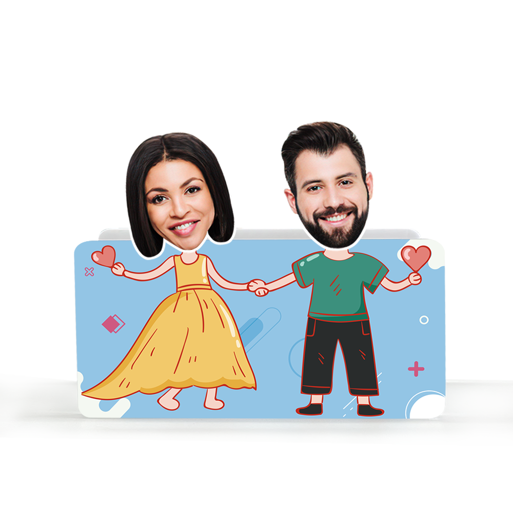 Personalised Couple Shaking Head Car Dashboard Decor - Custom Photo Acrylic Ornament Gift