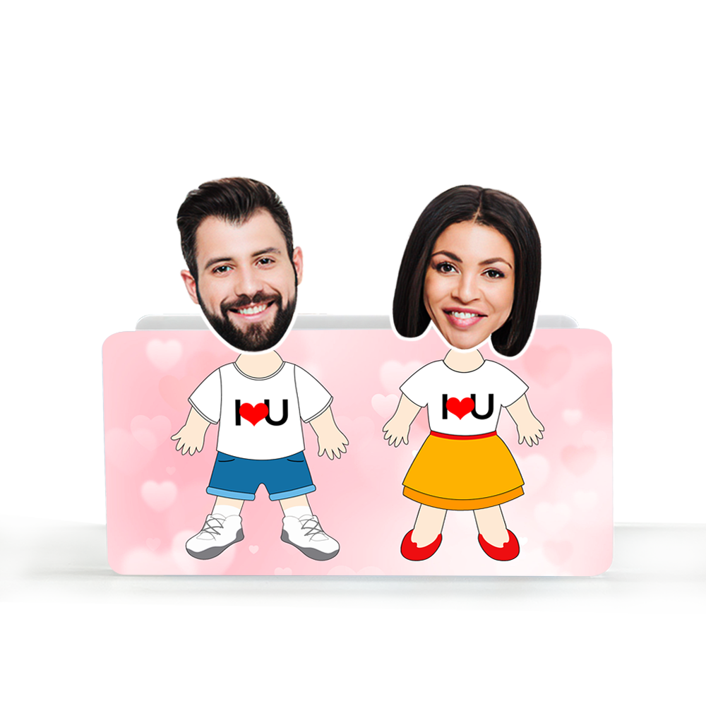 Personalised Couple Shaking Head Car Dashboard Decor - Custom Photo Acrylic Ornament Gift