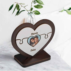 Personalised Name Heart Wooden Puzzle Ornaments Gifts for Mum