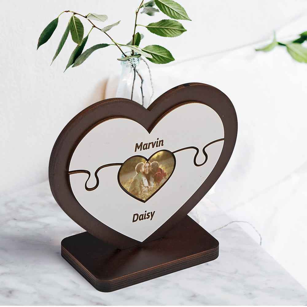 Personalised Name Heart Wooden Puzzle Ornaments Gifts for Mum