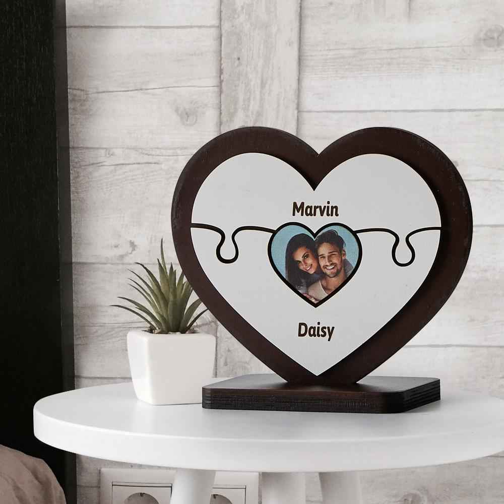Personalised Name Heart Wooden Puzzle Ornaments Gifts for Mum
