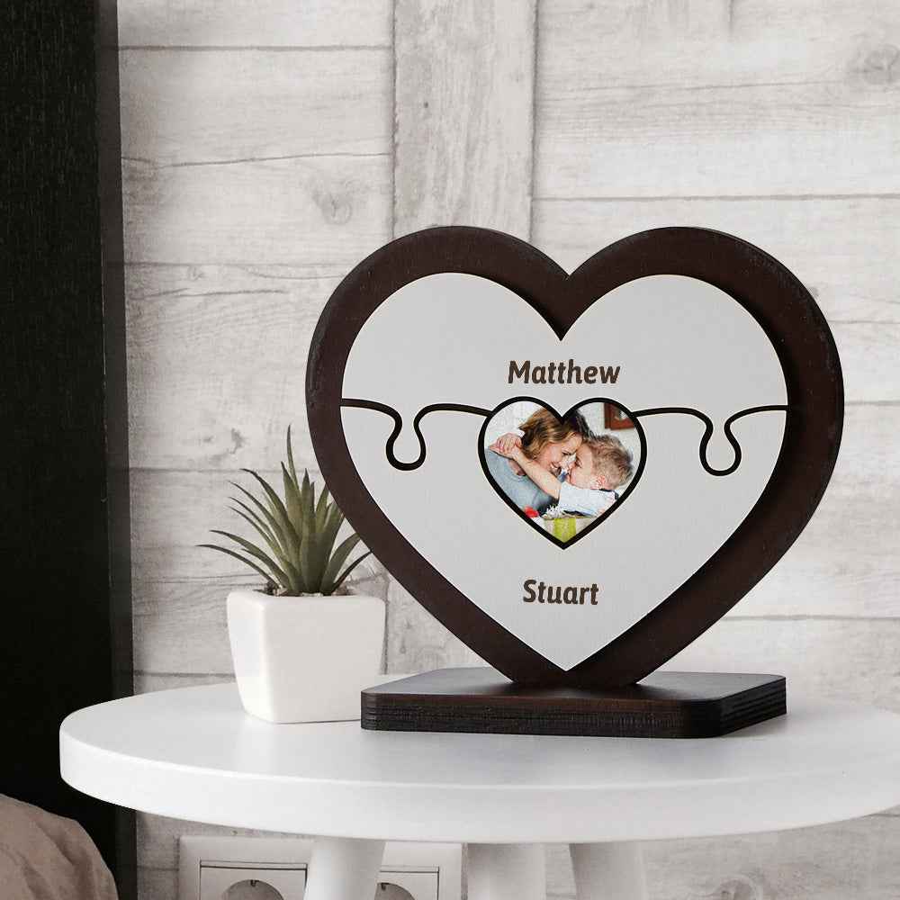 Personalised Name Heart Wooden Puzzle Ornaments Gifts for Mum