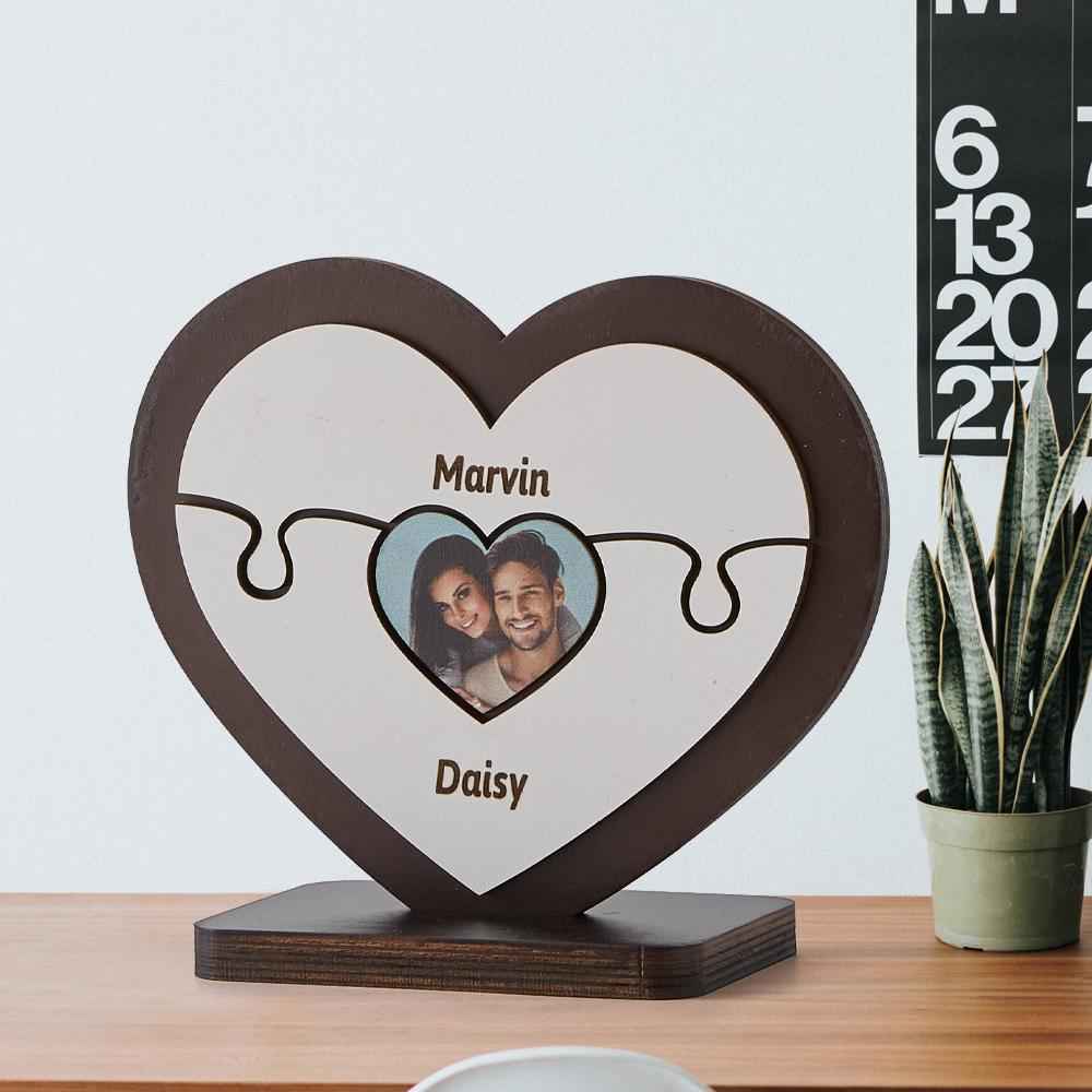 Personalised Name Heart Wooden Puzzle Ornaments Gifts for Mum