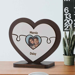 Personalised Name Heart Wooden Puzzle Ornaments Gifts for Mum