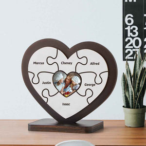 Personalised Name Heart Wooden Puzzle Ornaments Gifts for Mum