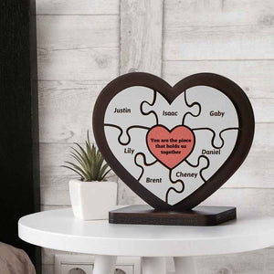 Personalised Name Heart Wooden Puzzle Ornaments Gifts for Mum