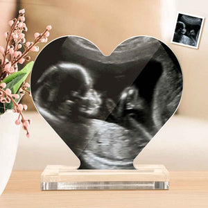 Custom Ultrasound Photo Heart Shaped Acrylic Plaque Gift for Expectant Mother