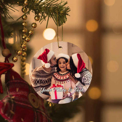 Custom family photo Christmas ornament keepsake.