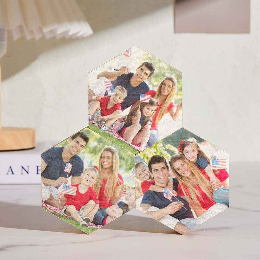 Custom Photo Ornament Hexagon Gallery Wall Photo Wood Gifts