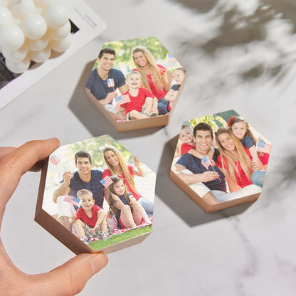 Personalised Hexagon Photo Ornament | Custom Wooden Gallery Wall Gift