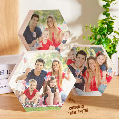 Personalised Hexagon Photo Ornament | Custom Wooden Gallery Wall Gift