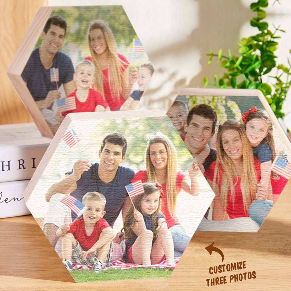 Personalised Hexagon Photo Ornament | Custom Wooden Gallery Wall Gift