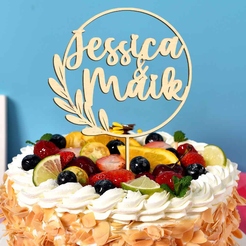 Custom Name Cake Topper Personalized Wooden Birthday Party Wedding Cake Decoration