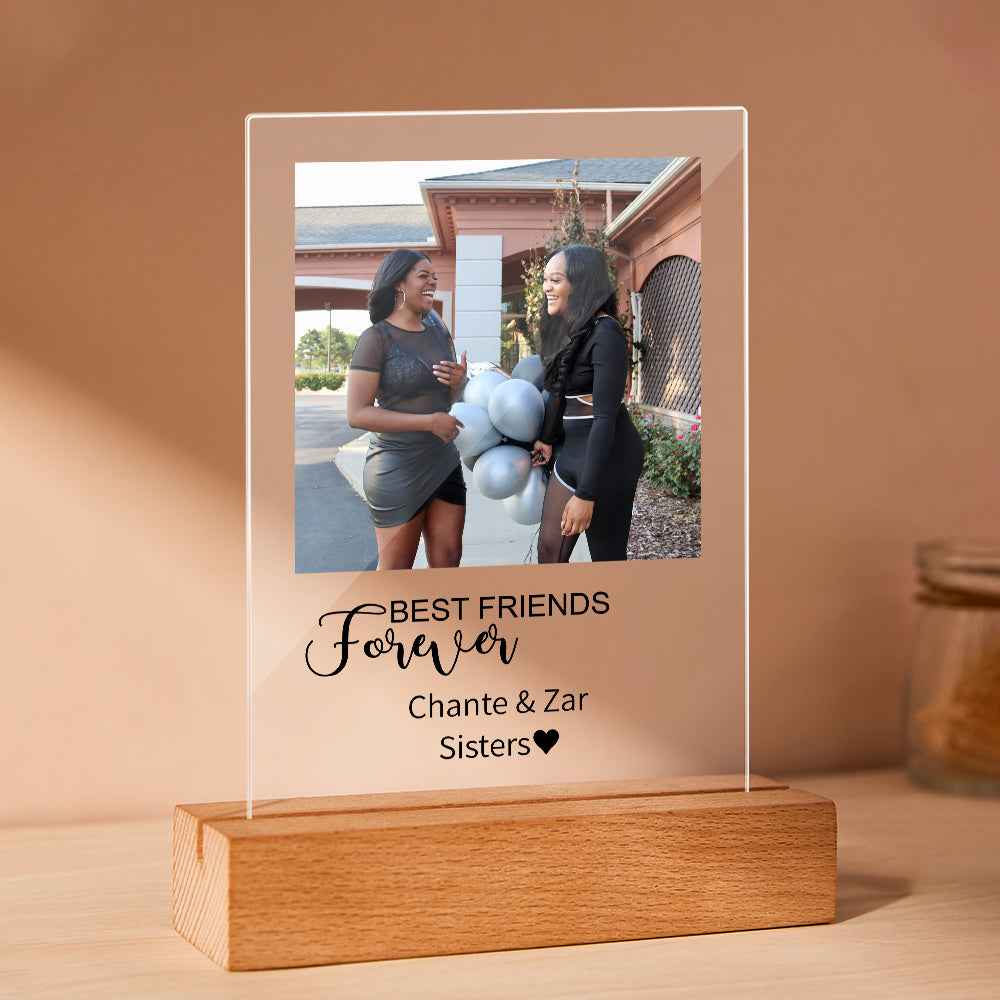 Best Friend Forever Plauqe Custom Photo Acrylic Sheet with Wood Stand