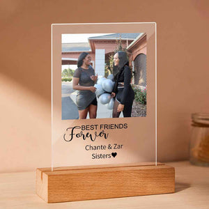 Best Friend Forever Plauqe Custom Photo Acrylic Sheet with Wood Stand