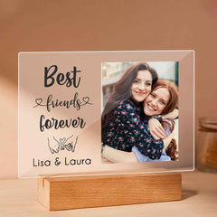 Best Friend Forever Plauqe Custom Photo Acrylic Sheet with Wood Stand