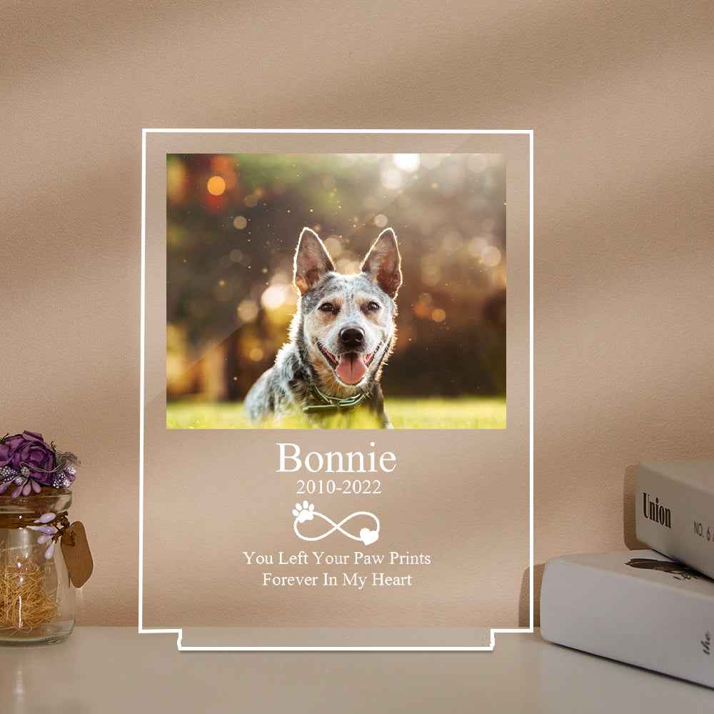 Custom Acrylic Night Light Persoanlized Pet Dog Memorial Led Lamp