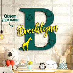 Personalized Jungle Name Sign Wooden Letter Initial Wall Plaque