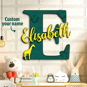 Personalized Jungle Name Sign Wooden Letter Initial Wall Plaque