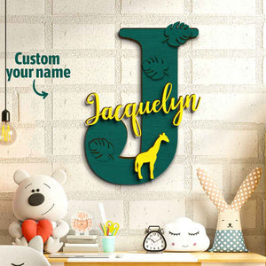 Personalized Jungle Name Sign Wooden Letter Initial Wall Plaque