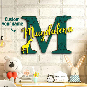 Personalized Jungle Name Sign Wooden Letter Initial Wall Plaque
